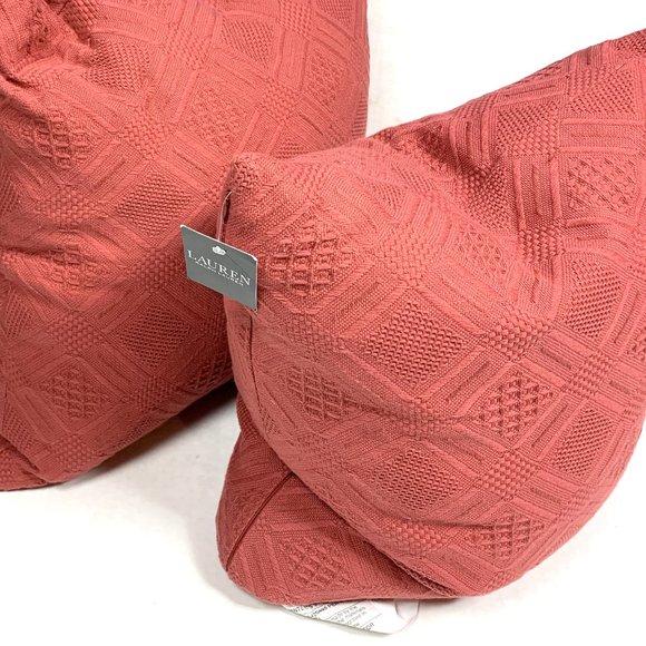 Ralph Lauren New Diamond Weave Pillows Red Knit - Picture 1 of 5